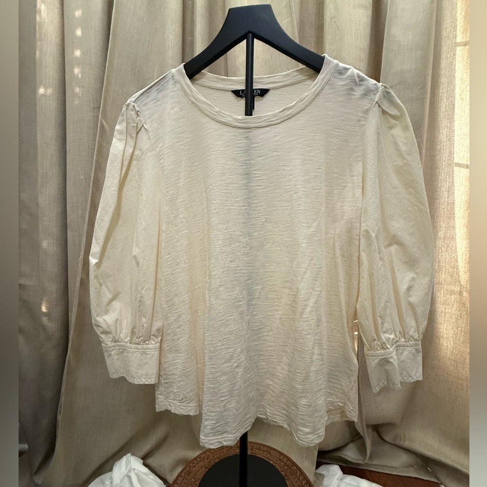 Ralph Lauren Cream Puff Sleeve Blouse